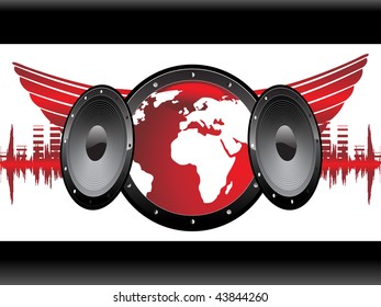 vector illustration of musical background with vinyl