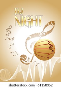 vector illustration of musical background with white wave