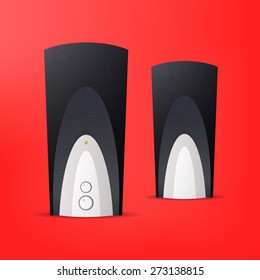 Vector illustration of musical columns on red background