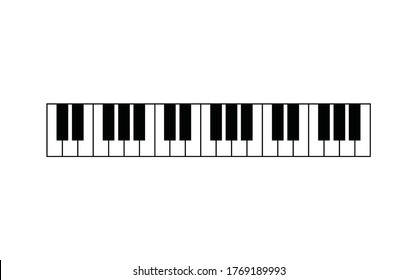 Vector illustration. Musical flat background. Piano key, keyboard. Three octaves. Melody. Instrument. Music symbol.