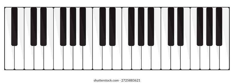 Ilustración vectorial. Fondo plano musical. Tecla de piano, teclado. Melodía. Instrumento.