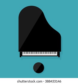 Vector illustration. Musical flat background. Piano key, keyboard. Melody. Instrument.