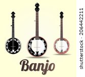 vector illustration musical instrument banjo isolated on white background