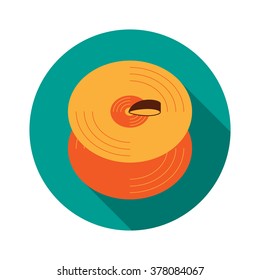Vector illustration of musical instrument. Flat cymbals with shadow.
