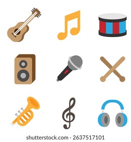 Vector illustration of Musical Instrument theme icons in flat style