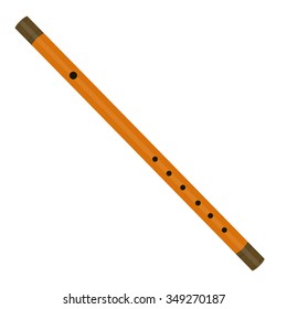 Vector illustration musical instrument wooden reed pipe or flute. Wind instrument