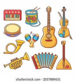 Vector illustration of musical instruments for children