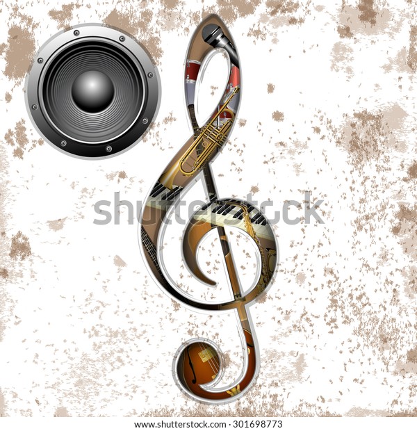 Vector Illustration Musical Instruments Hole Treble Stock Vector ... Rainbow Piano Backgrounds