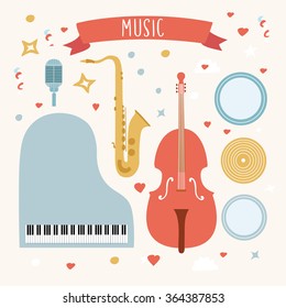 Vector illustration of musical instruments set 