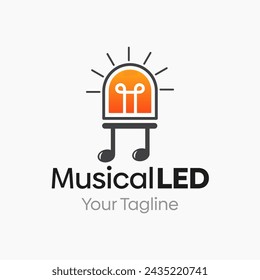 Vector Illustration for Musical LED Logo: A Design Template Merging Concepts of a Melody and LED Lamp Shape