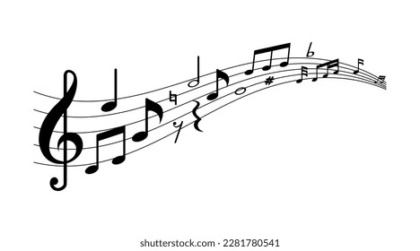 vector illustration of musical melody notes on white background