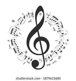 Vector Illustration Musical Notation Symbols Treble Stock Vector ...