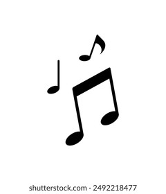 Vector illustration of musical note icon on white background.