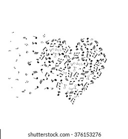 vector illustration of a musical notes heart