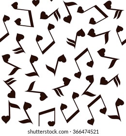 vector illustration of musical notes with hearts