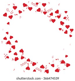 vector illustration of musical notes with hearts