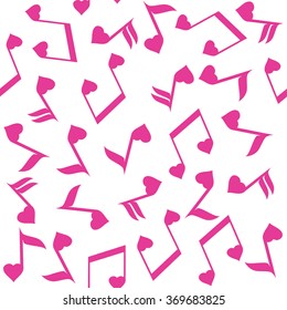 vector illustration of musical notes with hearts