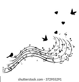 vector illustration of musical notes with hearts