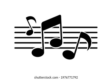 Vector illustration of musical notes on white background