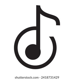 Vector illustration of musical notes on black background . musical note logo icon