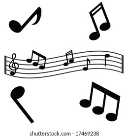 Vector illustration of musical notes and a waving scale. For jpeg version, please see my portfolio.