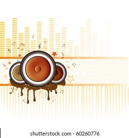ilustración vectorial del tema musical con altavoces