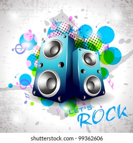 Vector illustration for musical theme with speakers on abstact colorful design, can be use as a banner or flyer in disco and party .EPS 10