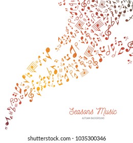 Vector Illustration of a musical themed background with the typical colors of Autumn