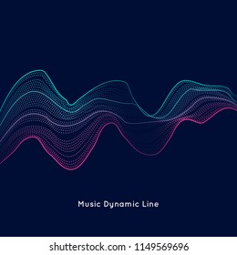 Vector illustration with musical waves from points. Modern design with dynamic elements.