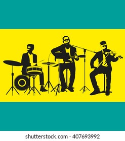 Vector Illustration of  musician band silhouette