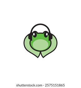 Vector illustration of a musician with a green frog face, ideal for music logos and icons, music players, voice listeners