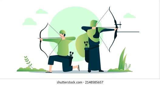 vector illustration of Muslim archery