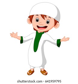 vector illustration of muslim boy standing