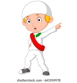 vector illustration of muslim boy standing