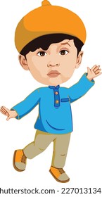 vector illustration of a Muslim boy, suitable for greeting cards