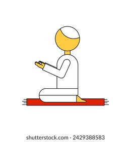 vector illustration of a muslim character praying, good for islamic theme designs