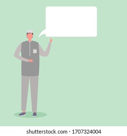 vector illustration. Muslim characters and above that there are boards that can be filled