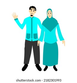 Vector illustration of a muslim couple smiling