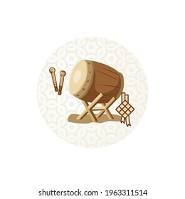Vector illustration of Muslim Muslim drum graphic design assets. isolated by Islamic calligraphy