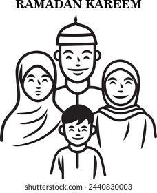 Vector illustration of a Muslim family 