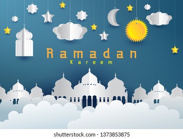 vector illustration of a Muslim feast of the holy month of Ramadan Kareem. Banner, poster, background, flyer, illustration, brochure, instagram and sale background.