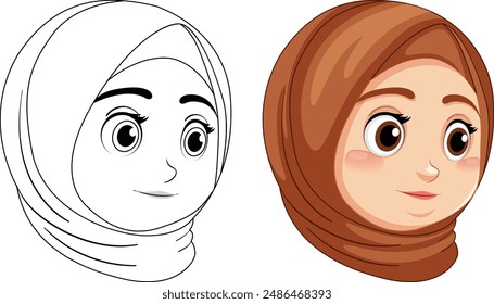 Vector illustration of a Muslim girl character