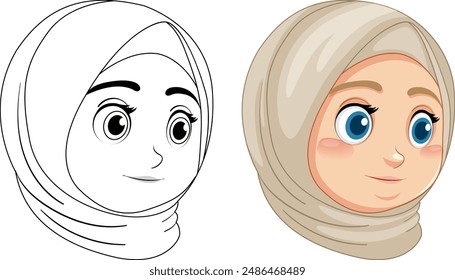 Vector illustration of a Muslim girl character