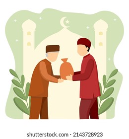 vector illustration of muslim giving donation on ramadan day