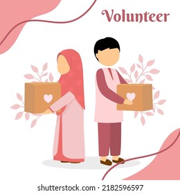 vector illustration of muslim giving donation