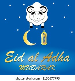 Vector illustration, Muslim holiday Eid al adha Mubarak