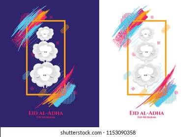 vector illustration. Muslim holiday Eid al-Adha. the sacrifice a ram or white and black sheep.