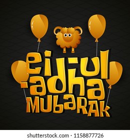 vector illustration. Muslim holiday Eid al-Adha. the sacrifice a white sheep. graphic design decoration kurban bayrami. month lamb and a lamp.Translation from Arabic: Eid al-Adha
