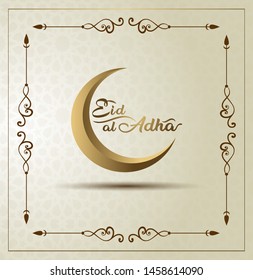 Vector illustration Muslim holiday Eid al-Adha. ram sacrifice, graphic design of Kurban byrami jewelry. The month of the lamb and the lamp. Translation from Arabic: Eid al-Adha