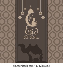 vector illustration. Muslim holiday Eid al-Adha. the sacrifice a ram camel. graphic design decoration kurban bayrami: Eid al-Adha